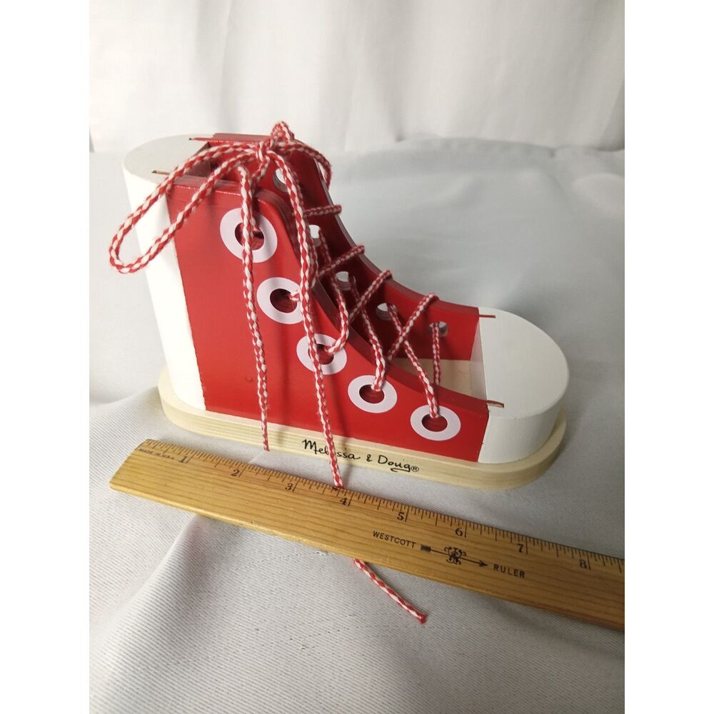 Melissa & Doug Wooden Lacing Sneaker Shoe Learning Toy Fine Motor Skills